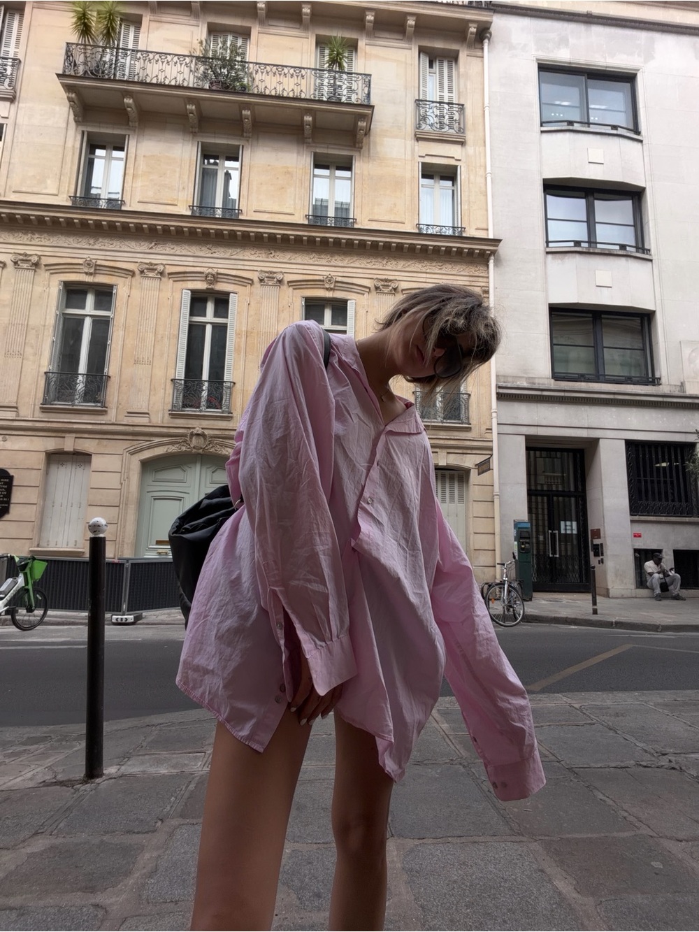 Light Pink Oversized button down shirt dress